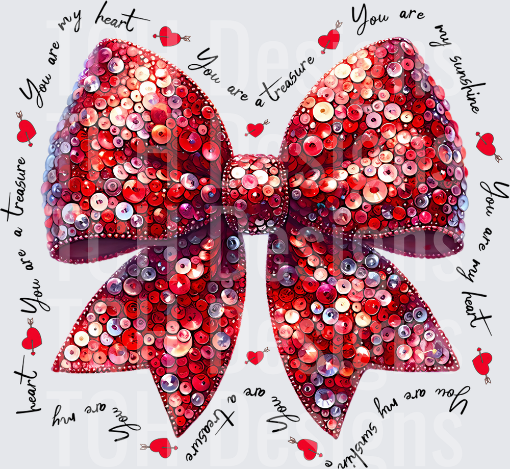 Red Sequin Bow You Are My Heart Sunshine Treasure Valentine