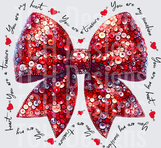 Red Sequin Bow Valentine Love Words Heart Arrow Surround