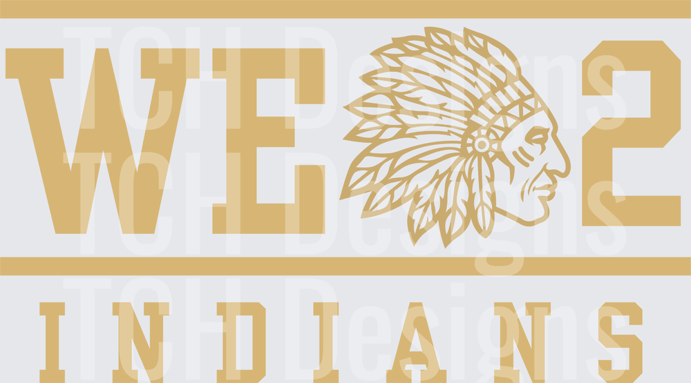 WE 2 Indians Native Chief Mascot Gold Team Spirit Logo