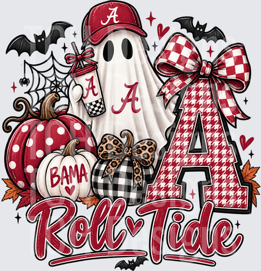 Roll Tide Ghost and Pumpkins