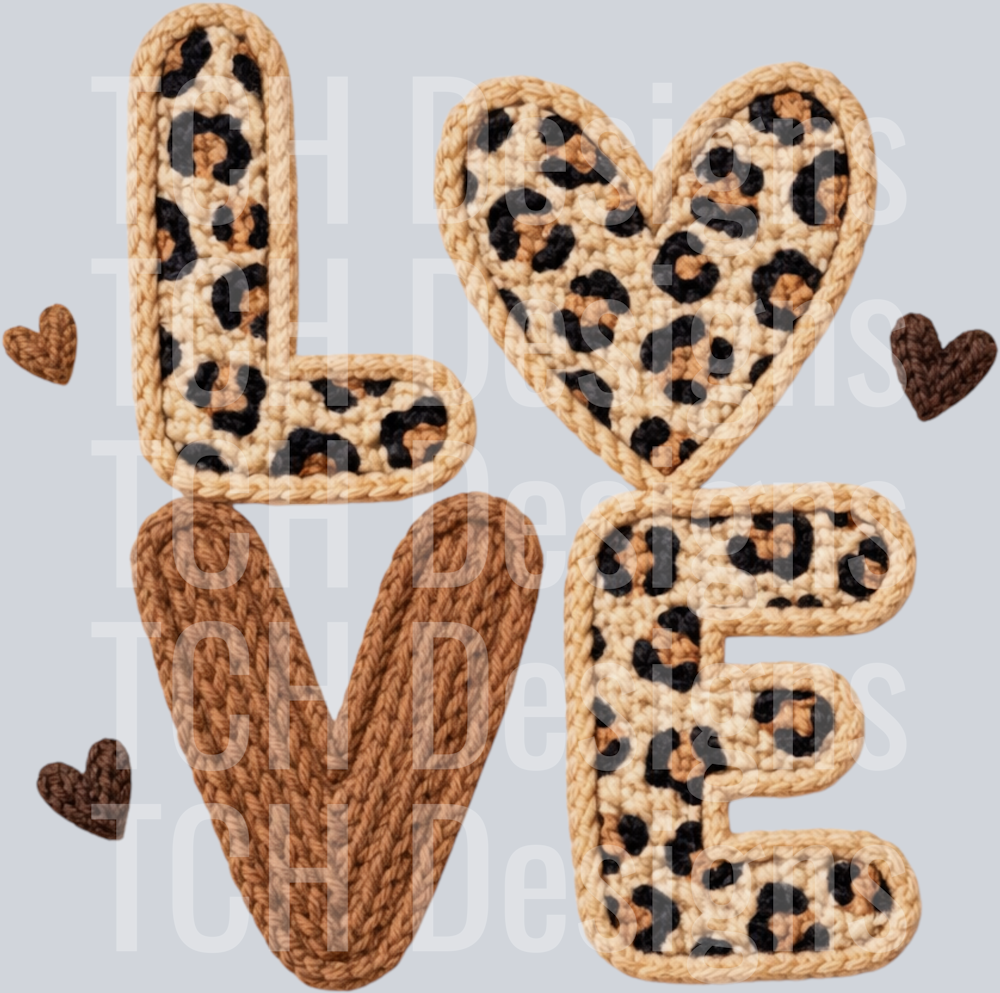 Faux Yarn Leopard LOVE Valentine