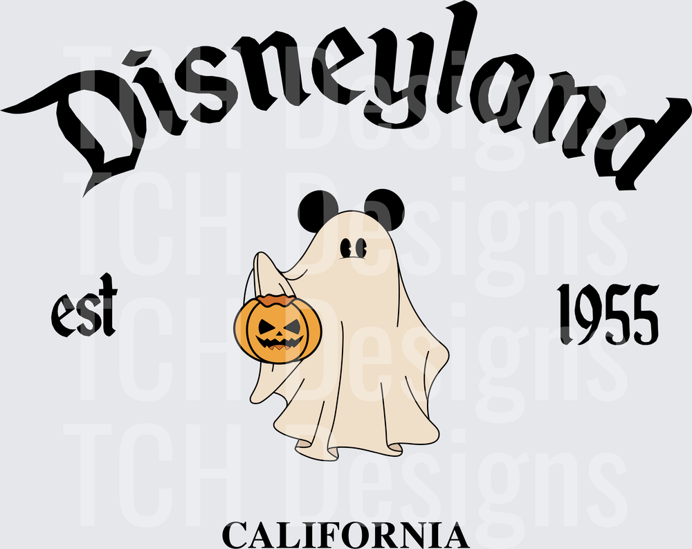 Disneyland Est 1955 California Halloween Ghost Mickey Ears Pumpkin