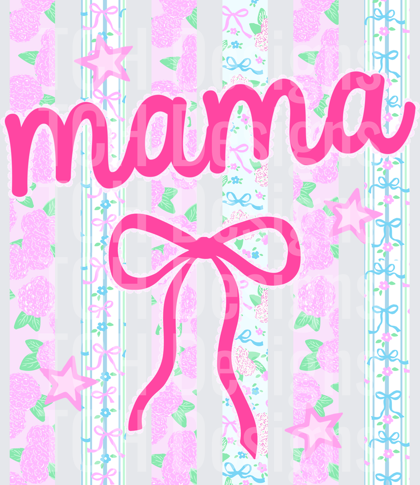 Mama Pink Bow Floral Pattern Mother's Day Design