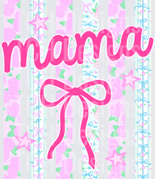Mama Pink Bow Floral Pattern Mother's Day Design