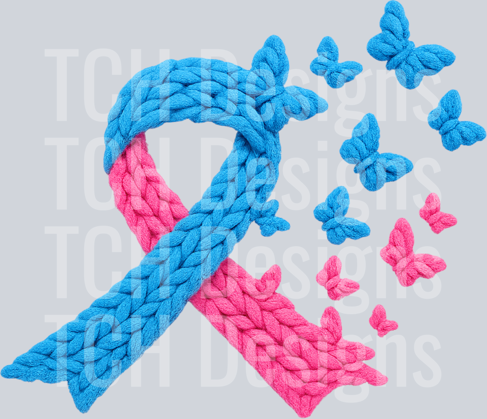 RIBBON BUTTERFLY PINK BLUE