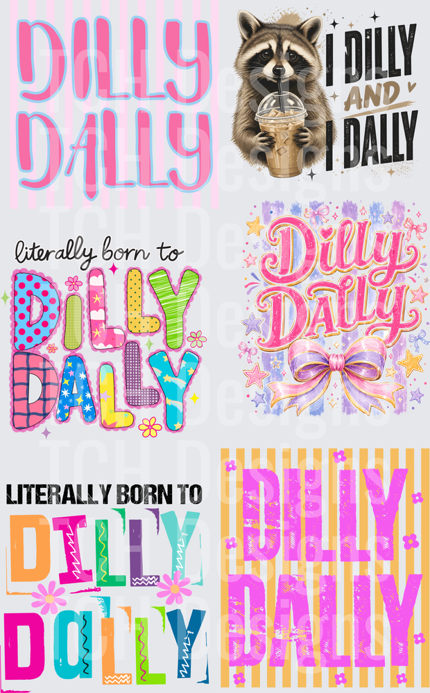 Dilly Dally Six Design Bundle Pack with Raccoon Iced Coffee