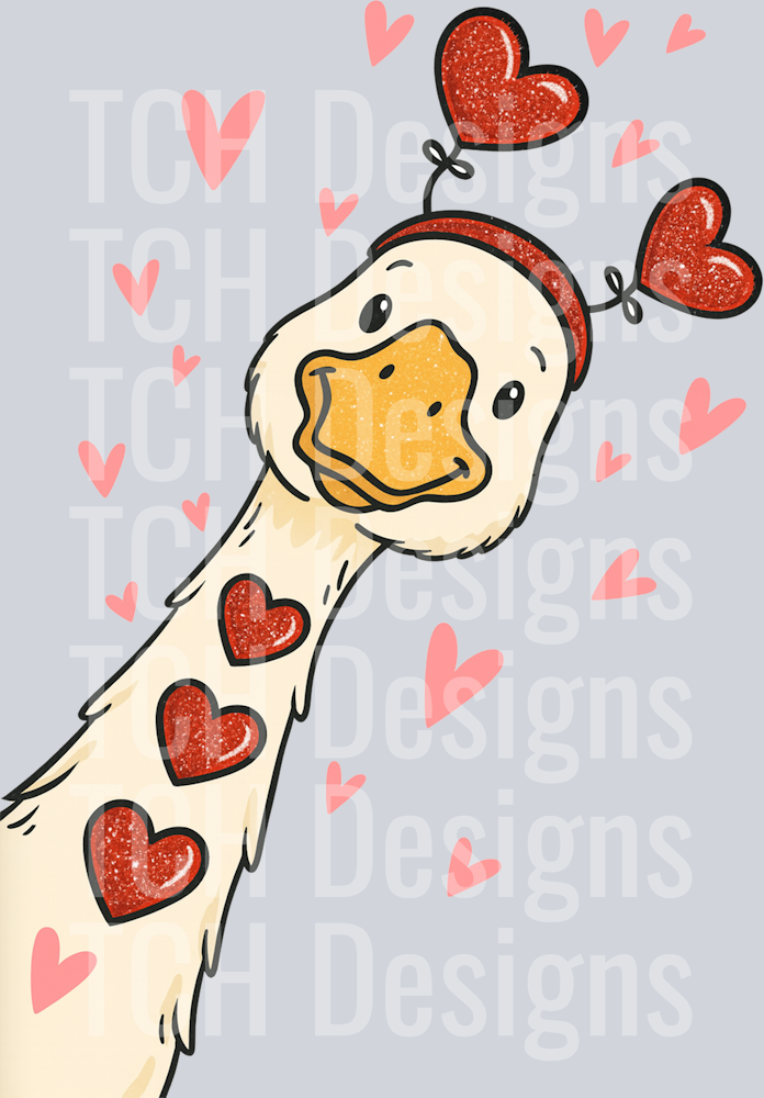 Retro Valentine Goose Png, Funny Valentine Goose PNG