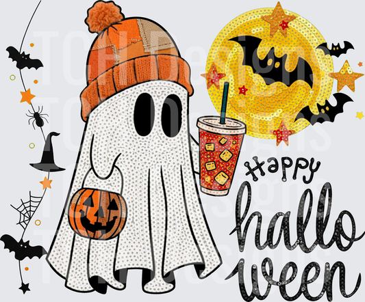 happy halloween faux sequins hwds