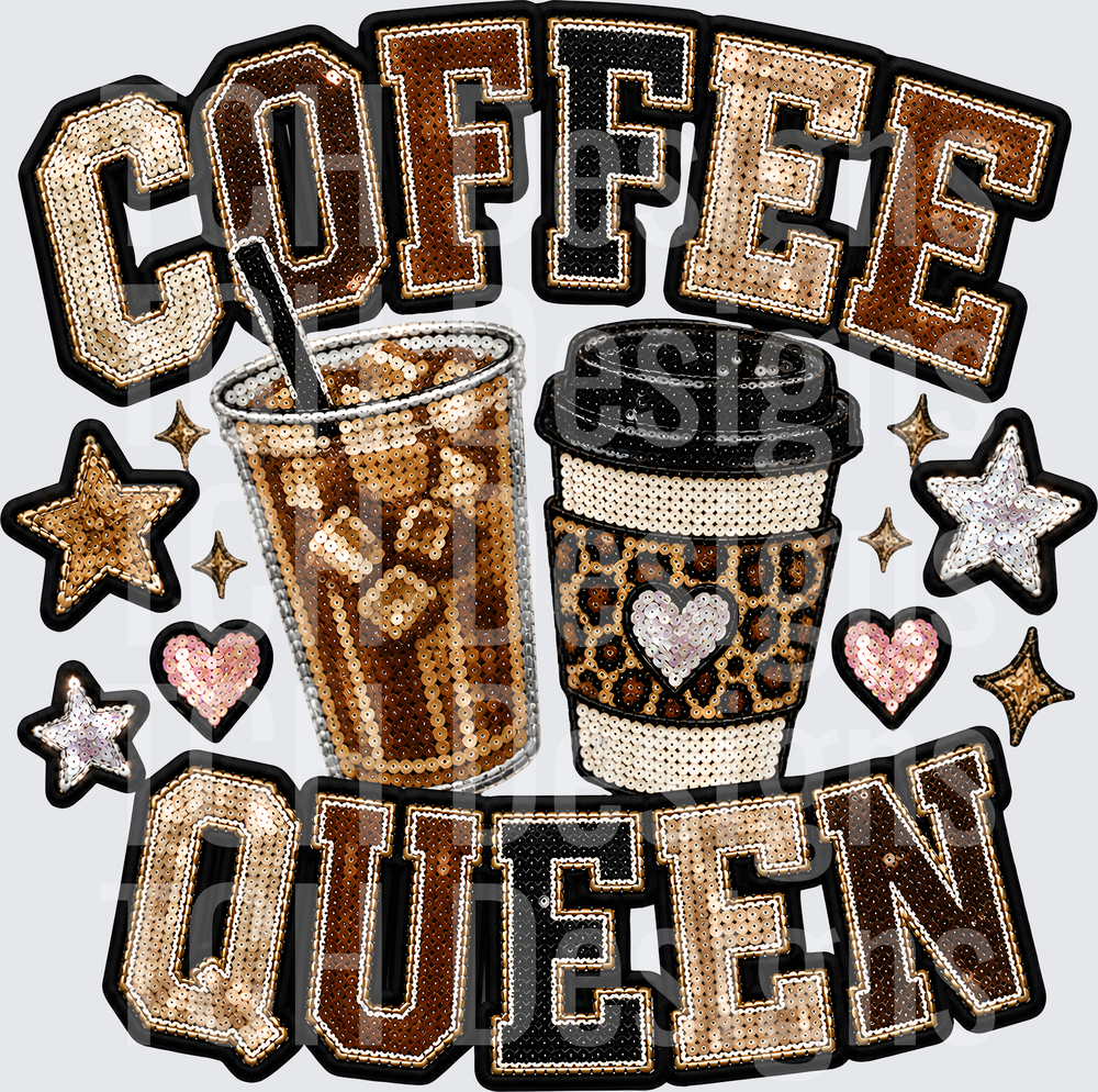 COFFEE QUEEN FAUX SEQUIN