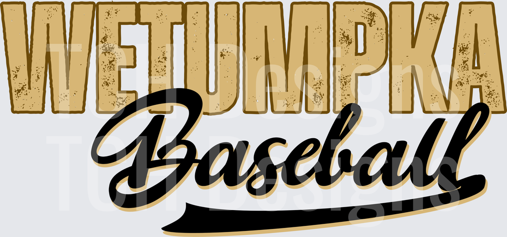 Wetumpka Baseball Distressed Gold and Black Script