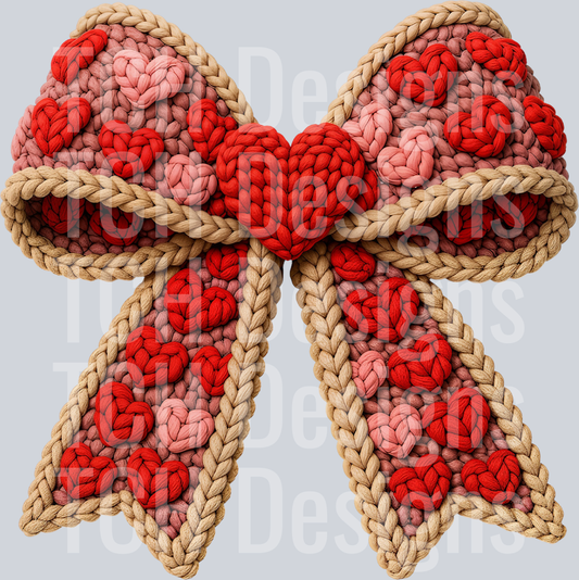 Yarn Crochet Bow Valentine PNG