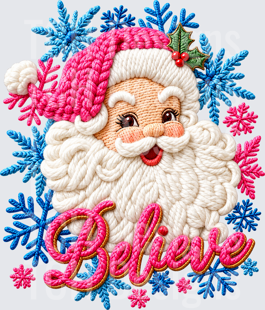Pink and Blue Believe Santa
