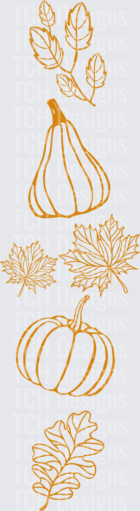 Autumn Harvest Pumpkins Maple Leaves Fall Botanical Set