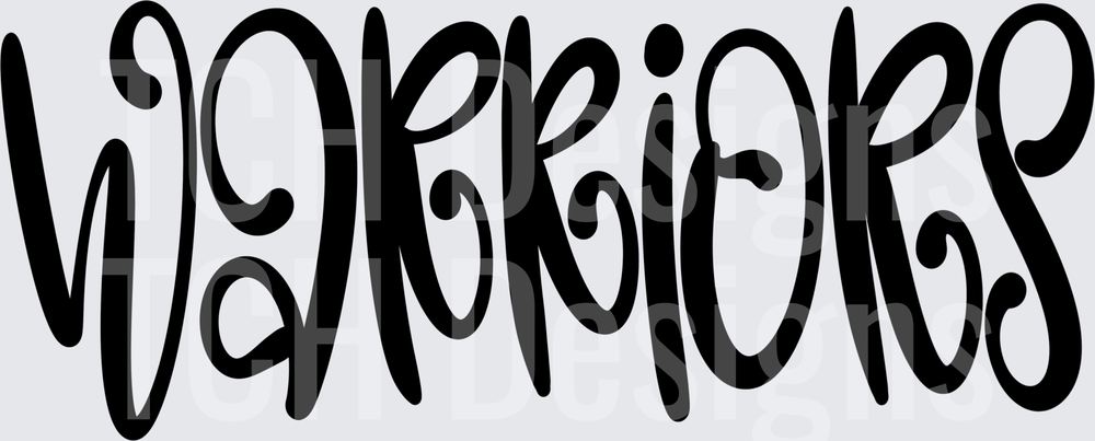 Warriors Bold Whimsical Curly Font Word Art Black