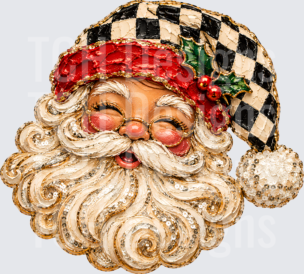 SANTA FAUX PAINTED CHECKERED