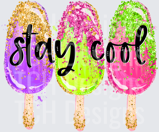 Stay Cool Glitter Popsicle Trio Summer Design
