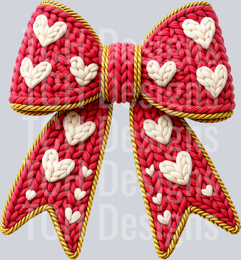 Faux Yarn Bow Valentine PNG