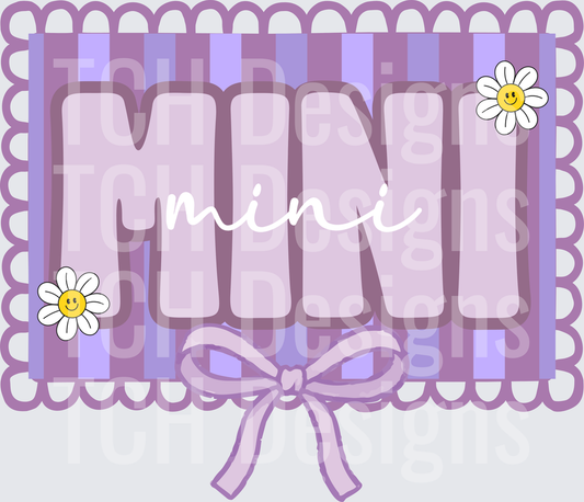 Mini Purple Striped Frame with Daisy Flowers and Bow