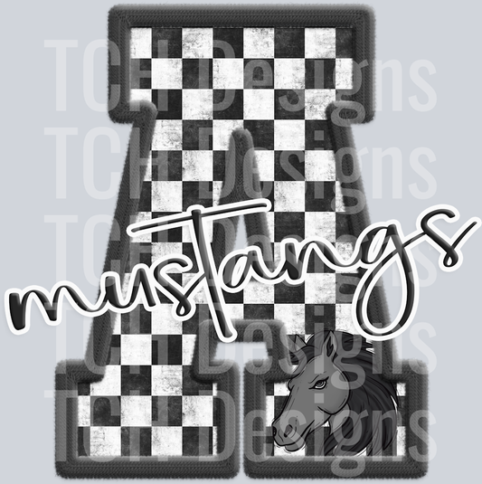 black mustangs with horse