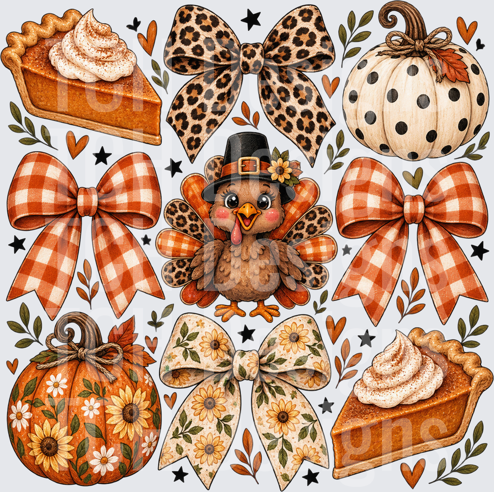Cartoon Thanksgiving and Bows