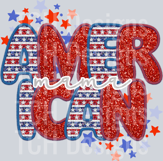 STARS AND STRIPES GLITTER AMERICAN MAMA