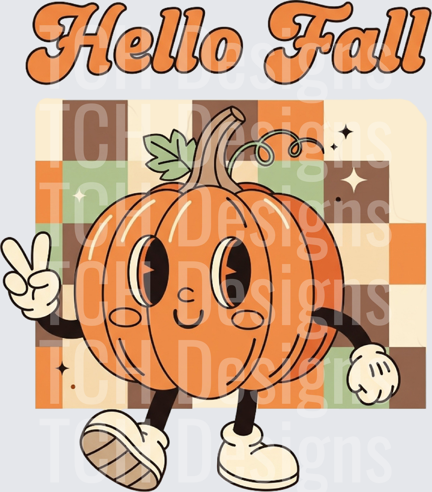 Checkered Pumpkin Hello Fall