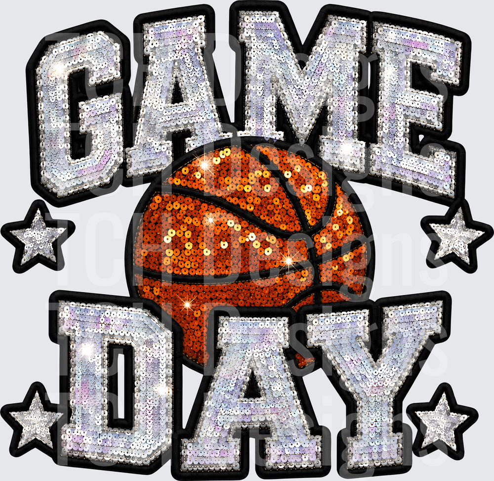 GAME DAY BASKETBALL FAUX SEQUIN