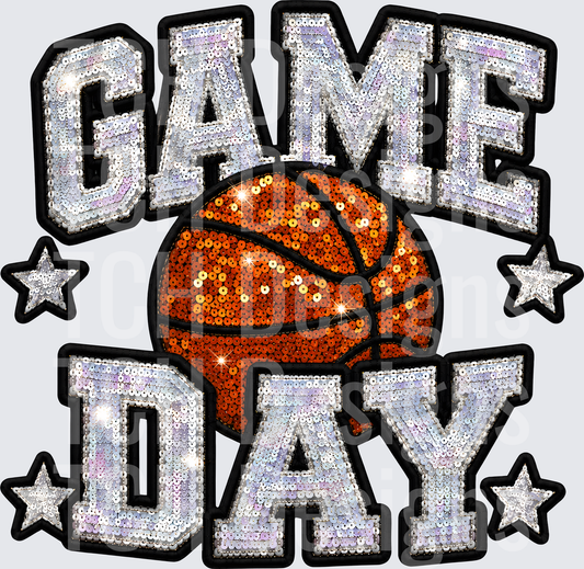 GAME DAY BASKETBALL FAUX SEQUIN