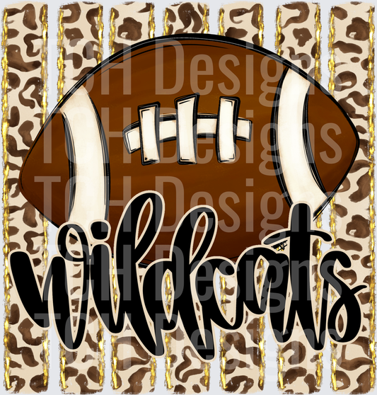 Wildcats Football Leopard Print Gold Stripe Design