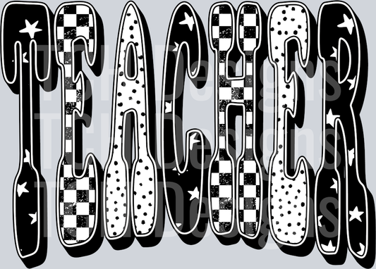 TEACHER BLACK CHECKERED