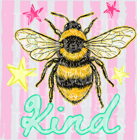 Bee Kind Motivational Quote with Colorful Stars Design