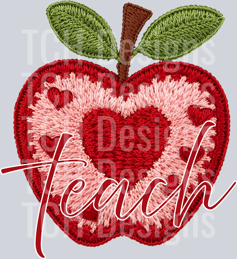 TEACH APPLE FAUX EMBROIDERY