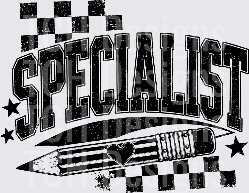 Specialist Grunge Varsity Pencil Heart Checkered Stars