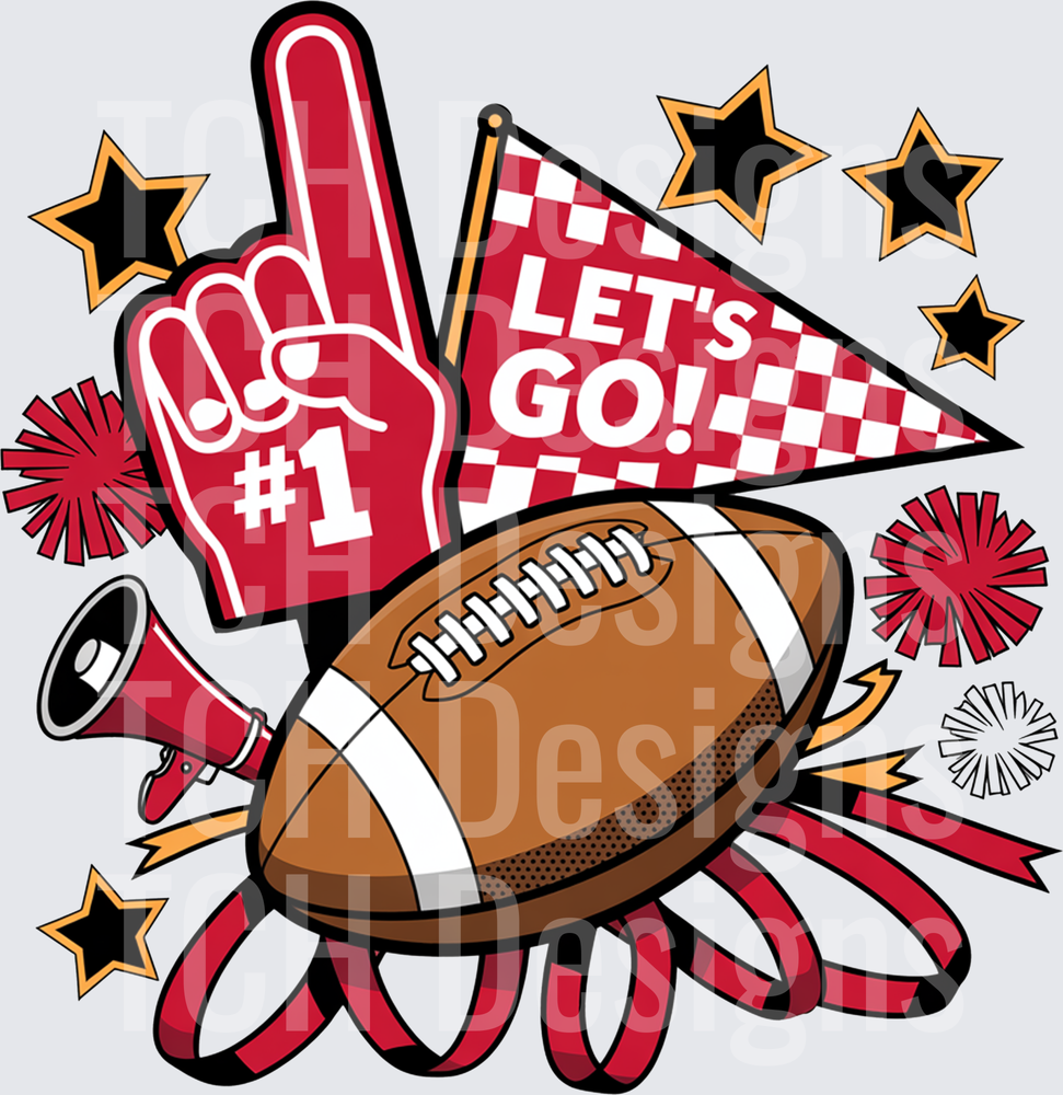 Red Football Fan Spirit Let's Go Pennant Foam Finger Collage
