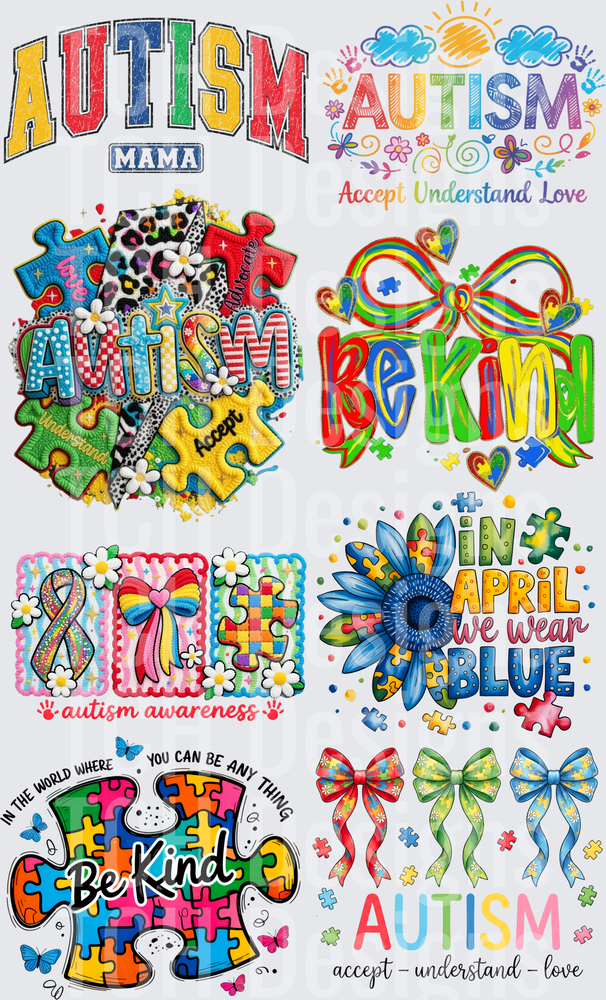 Autism Awareness Support Bundle with Puzzle Pieces and Inspirational Messages