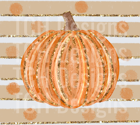 Glitter Gold Stripe Polka Dot Fall Pumpkin