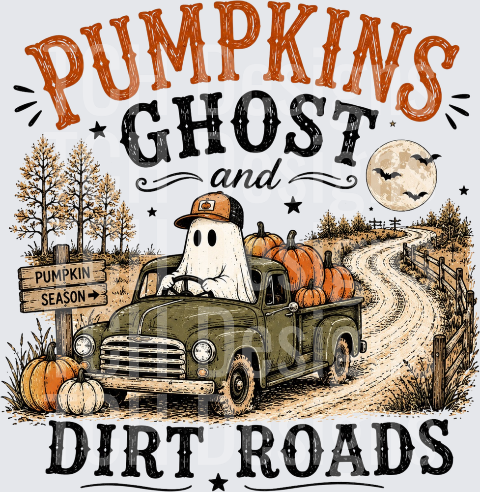 pumpkins ghost and dirt roads- CSG Designs