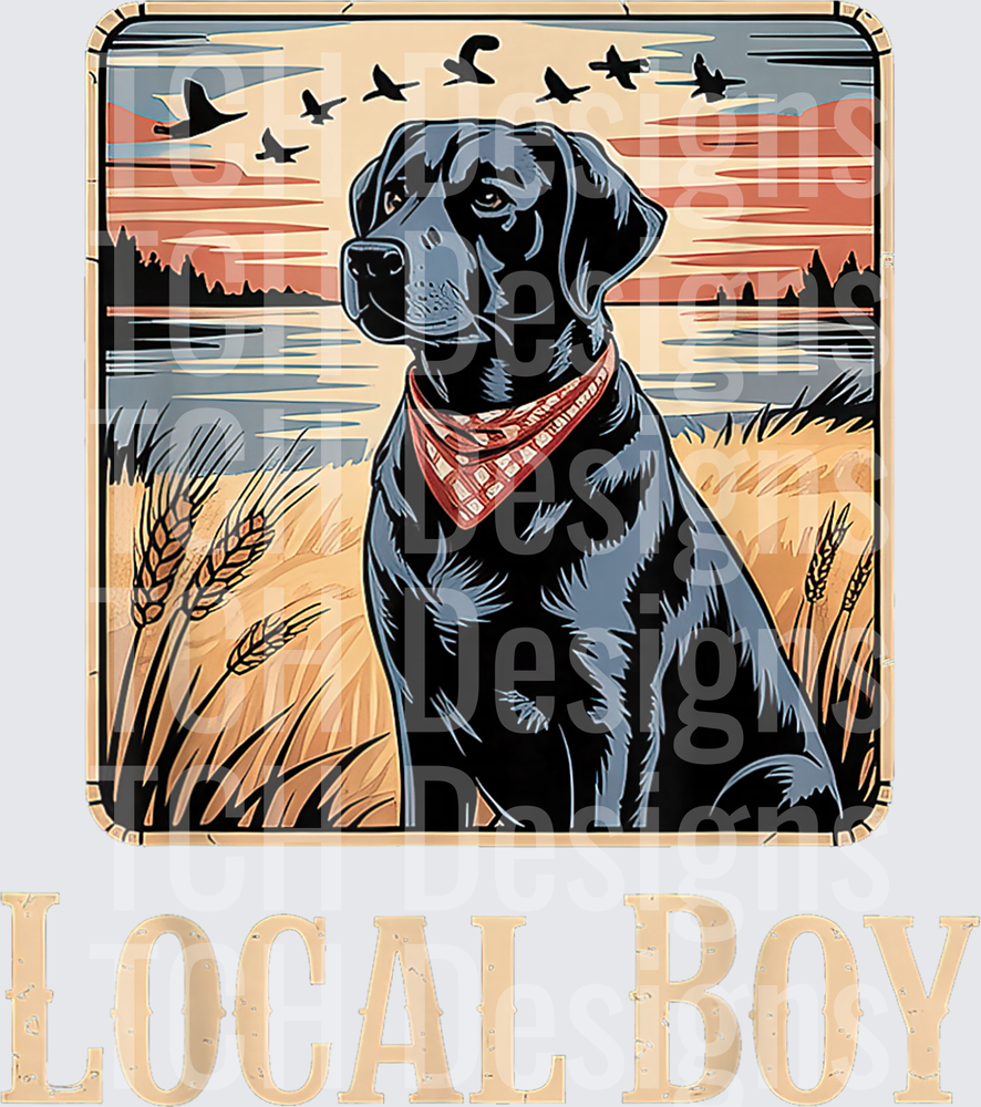 Local Boy Black Lab Bandana Sunset Duck Hunting Retriever