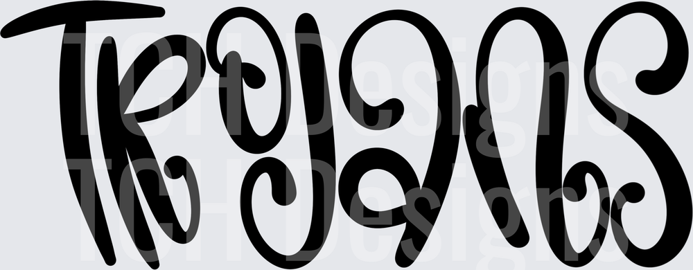 Trojans Bold Funky Lettering Mascot Team Spirit Word Art