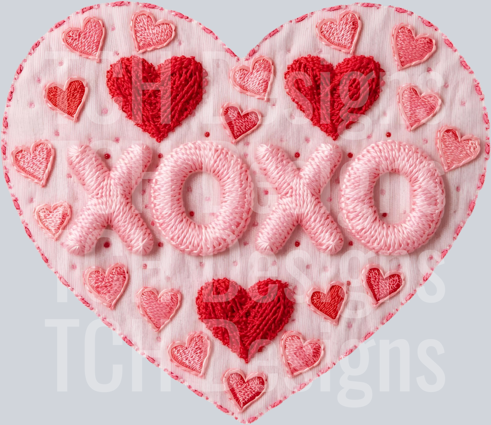 XOXO HEART FAUX EMBROIDERY