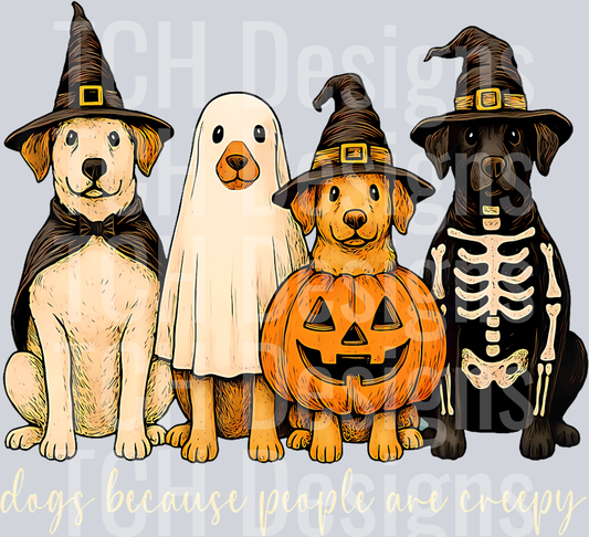 10 Funny Dogs Witchy Ghosts Because People Are Creepy Halloween T-Shirt