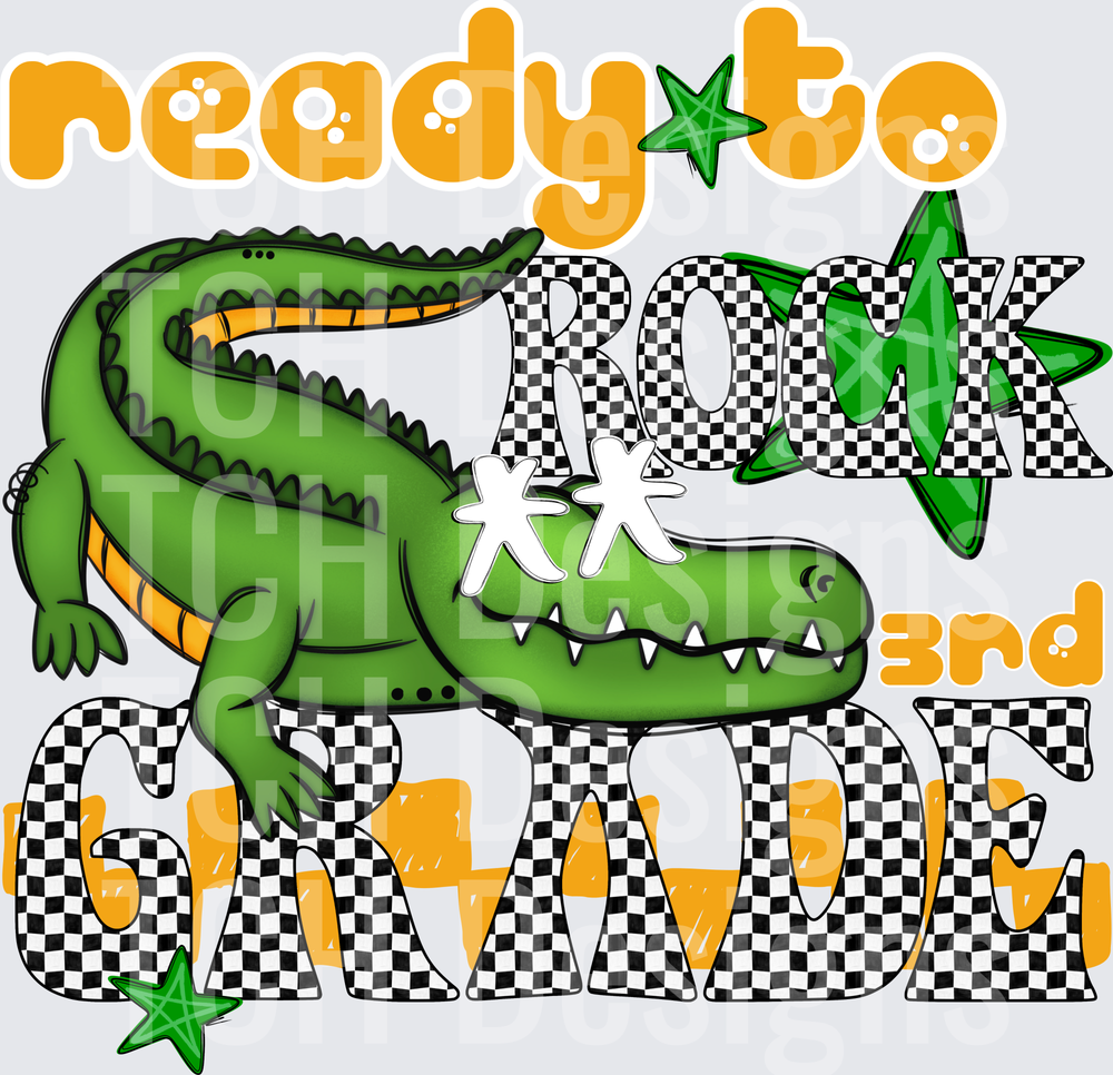 Ready To Rock 3rd Grade Alligator Checkered Stars
