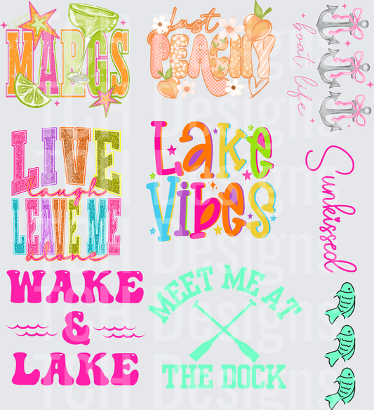 Summer Lake Life Gang Sheet Bundle Margs Peachy Vibes Signs