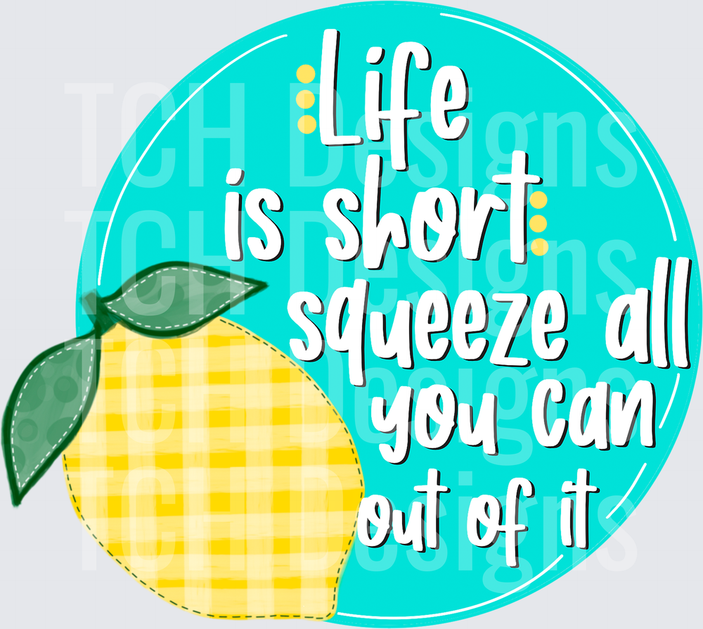 Life Is Short Squeeze All You Can Lemon Gingham Circle