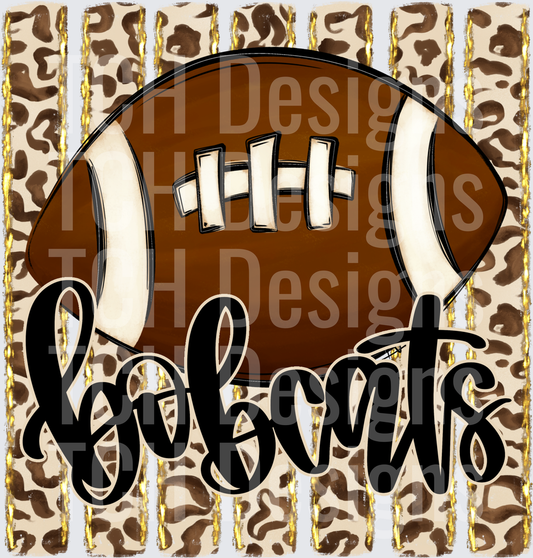 Bobcats Football Leopard Print Gold Stripe Design