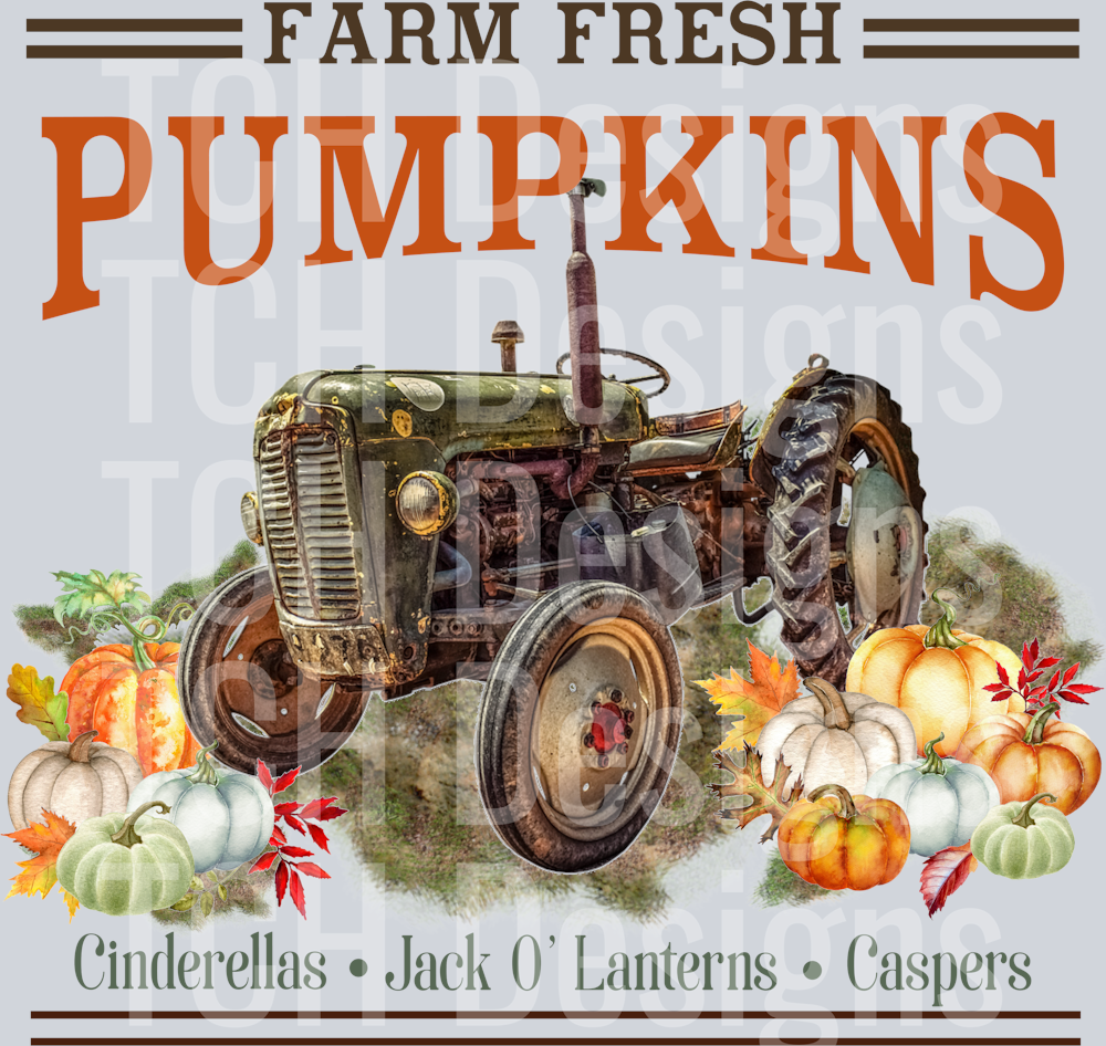 farm fresh pumpkins green tractor