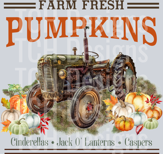 farm fresh pumpkins green tractor