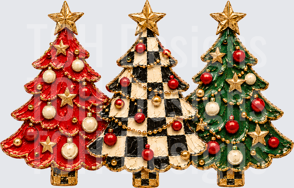 CHRISTMAS TREES FAUX PAINTED