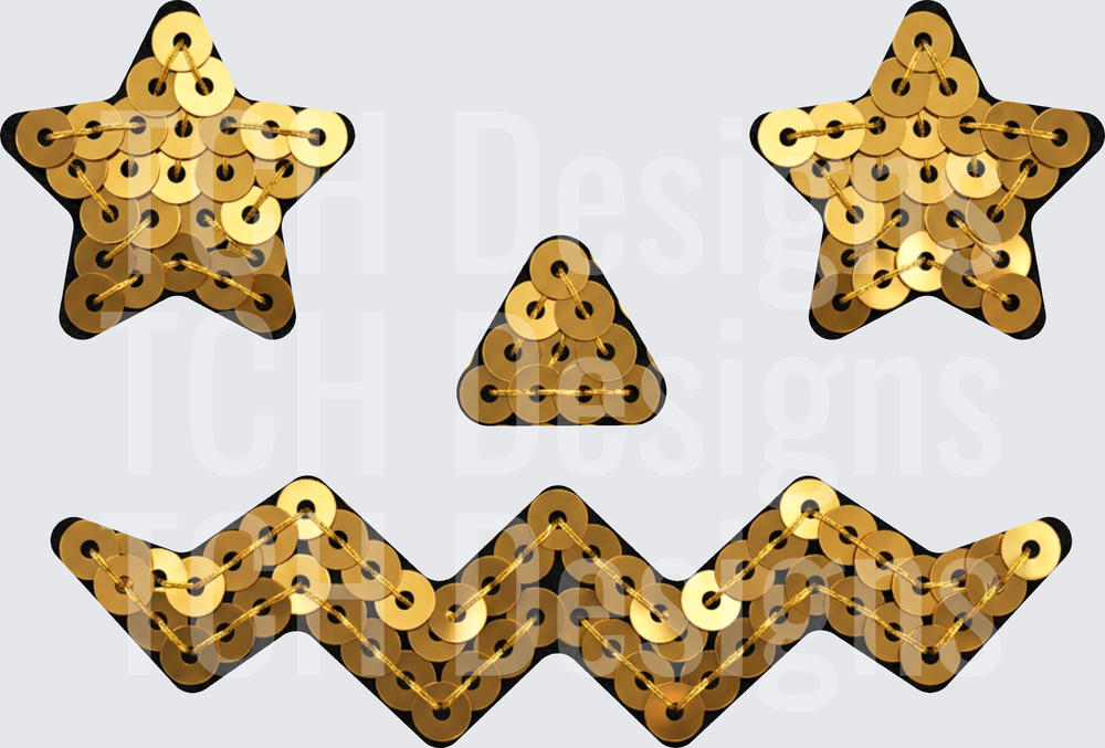 star eye jackolantern faux gold sequins hwds
